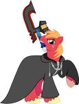  alpha_channel axe big_macintosh_(mlp) cloak crossover earth_pony equine freckles friendship_is_magic fur green_eyes hi_res horse jackos92 kingdom_hearts magic male mammal my_little_pony plain_background pony red_fur solo spears transparent_background vector weapon 