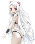  :d airfield_hime ass bad_id bad_pixiv_id beeyan breasts fang highres horns kantai_collection long_hair looking_back medium_breasts open_mouth red_eyes shinkaisei-kan silver_hair smile solo white_hair 