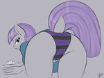  absurd_res back_turned blue_eyes boulder_(mlp) butt close-up clothing ensayne equine female fingers friendship_is_magic fur grey_background grey_fur hair half-closed_eyes hands hi_res horse looking_at_viewer looking_back mammal maud_pie_(mlp) my_little_pony panties plain_background pony presenting purple_hair raised_tail rock solo striped_panties underwear 