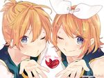  kagamine_len kagamine_rin kuronyanko vocaloid wink 