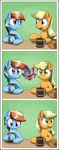  applejack_(mlp) arthropod blonde_hair blue_fur confused cowboy_hat cup drums duo equine eyes_closed female flying freckles friendship_is_magic fur green_eyes group hair hat horse humor insect mammal moth multi-colored_hair my_little_pony open_mouth orange_fur otakuap pink_hair pinkie_pie_(mlp) pony ponytail purple_eyes rainbow_dash_(mlp) rainbow_hair smile 