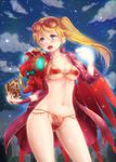  bikini blonde_hair blue_eyes book breasts cleavage cosplay glowing goggles goggles_on_head jacket kanae_(sekaiju) long_hair medium_breasts navel night night_sky open_mouth po_ni sekaiju_no_meikyuu sekaiju_no_meikyuu_3 side_ponytail sky solo swimsuit zodiac_(sekaiju) zodiac_(sekaiju)_(cosplay) 