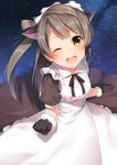  7zu7 ;d animal_ears black_gloves brown_hair cat_ears gloves kemonomimi_mode long_hair looking_at_viewer love_live! love_live!_school_idol_project maid maid_headdress minami_kotori one_eye_closed open_mouth smile solo yellow_eyes 
