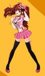  breasts brown_hair headphones high_heels kujikawa_rise long_hair mintpompom persona persona_4 persona_4:_dancing_all_night ribbon single_glove skirt thighhighs twintails 