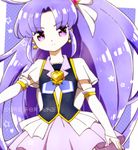  arm_warmers bebe_0620 brooch character_name cure_fortune earrings expressionless happinesscharge_precure! hikawa_iona jewelry long_hair magical_girl necktie precure purple purple_background purple_eyes purple_hair purple_skirt skirt solo very_long_hair 