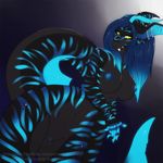  anthro bioluminescence breasts cuteancuddly dragon ear_piercing female glowing hair horn male nipples nude piercing pussy scalie solo standing straight 