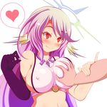  blush breast_grab breasts covered_nipples elbow_gloves gloves grabbing guided_breast_grab halo heart jibril_(no_game_no_life) large_breasts long_hair maeda_kousuke magic_circle no_game_no_life pink_hair red_eyes sideboob simple_background smile solo_focus speech_bubble spoken_heart white_background 