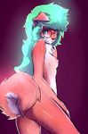  anthro breasts canine eyewear female glasses looking_at_viewer looking_back mammal naomy nipples nude small_breasts smile solo 