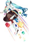  aqua_eyes aqua_hair beamed_sixteenth_notes eighth_note glory_3usi9_(vocaloid) hatsune_miku headphones long_hair musical_note pantyhose project_diva_(series) project_diva_f_2nd rainbow sharp_sign smile solo starshadowmagician treble_clef twintails very_long_hair vocaloid 