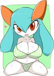  big_breasts bra breasts cleavage clothed clothing female huge_breasts kirlia kneeling nintendo not_furry panties pok&eacute;mon pok&eacute;mon_(species) solo spread_legs spreading sugaru underwear video_games 