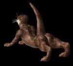  anthro balls butt fur jay male mammal mustelid nude otter piercing plain_background solo 