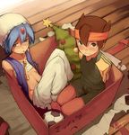  aladdin_(magi) artist_name ball blue_eyes blue_hair blush braid brown_eyes brown_hair christmas_tree crossover dated endou_mamoru faustsketcher flute goalkeeper headband inazuma_eleven inazuma_eleven_(series) instrument long_hair magi_the_labyrinth_of_magic male_focus midriff multiple_boys navel no_pupils raimon raimon_soccer_uniform signature single_braid soccer_ball soccer_uniform sportswear telstar turban 