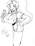  apron big_breasts black_and_white bottle breasts female fred_perry hair hairband huge_breasts human mammal milkmaid monochrome skirt solo superhero the_magnificent_milkmaid thick_thighs 