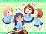  &gt;_&lt; =_= akiyama_mio bangs black_hair blonde_hair blunt_bangs brown_hair castanets chibi closed_eyes guitar hair_bobbles hair_ornament hairband hirasawa_yui instrument k-on! keyboard_(instrument) kindergarten kotobuki_tsumugi long_hair multiple_girls natsumi_akira pun school_uniform short_hair tainaka_ritsu tambourine tears un_tan younger 