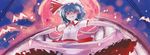  bad_id bad_pixiv_id blue_hair child cropped dress grin hat kurobuta_gekkan moon red_eyes remilia_scarlet short_hair smile solo touhou wings 