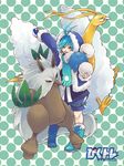  alternate_color androgynous blue_eyes blue_hair boots gen_2_pokemon gen_3_pokemon great_ball holding holding_poke_ball hood hoodie jumpluff pixiv_trainer poke_ball pokemon pokemon_(creature) pokemon_(game) pokemon_gsc pokemon_rse pokemon_trainer scarf shiftry shiny_pokemon short_hair shorts swan_(doesu) 