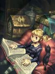  alice_(odin_sphere) blonde_hair book cat odin_sphere socrates_(odin_sphere) twintails watanabe_minoru 