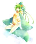  :o bad_id bad_pixiv_id blush copyright_request green_hair hair_ribbon midriff oversized_clothes ribbon solo tayako 