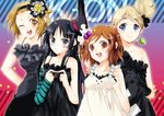  akiyama_mio bad_id bad_pixiv_id black_eyes black_hair blonde_hair blue_eyes brown_eyes brown_hair don't_say_&quot;lazy&quot; dress facepaint fingerless_gloves gen_(enji) gloves hair_bun hat hirasawa_yui k-on! kotobuki_tsumugi long_hair mini_hat mini_top_hat multiple_girls one_eye_closed short_hair tainaka_ritsu tomboy top_hat 