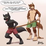  absurd_res anthro biceps bulge canine comic dog hi_res male mammal muscles nathan pecs penis penis_tip sheath wagnermutt yellow_eyes 