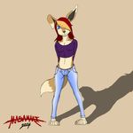  anthro canine clothing crossdressing fox fur hair looking_at_viewer male mammal masamaki plain_background smile solo standing 