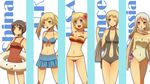  america_(hetalia) axis_powers_hetalia bikini blonde_hair blue_eyes breasts brown_eyes brown_hair china_(hetalia) cleavage france_(hetalia) genderswap genderswap_(mtf) green_eyes grey_hair highres long_hair looking_at_viewer medium_breasts multiple_girls one_eye_closed open_mouth purple_eyes russia_(hetalia) short_hair smile swimsuit united_kingdom_(hetalia) 