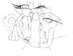  anthro bit-small breasts cute fellatio female licking line_art male meowstic nintendo oral oral_sex penis plain_background pok&#233;mon pok&eacute;mon purrloin sex sketch small_breasts sneasel tongue video_games 