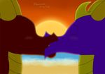  beach blush cute dragon eyes_closed flame_the_dragon flameous flameous-thedragon gay kissing love male mates purple_dragon red_dragon romantic sand scalie seaside spyro spyro_the_dragon spyrodragon sunset video_games water yellow_horns 