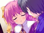  1boy 1girl black_hair eyes_closed kai long_hair pink_hair shimesaba_kohada short_hair walpurgis 