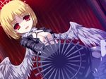  blonde_hair kai red_eyes shimesaba_kohada short_hair solo walpurgis weapon wings 