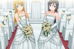  2girls aragaki_ayase black_hair blonde_hair blue_eyes elbow_gloves flowers kousaka_kirino necklace ore_no_imouto_ga_konna_ni_kawaii_wake_ga_nai robintheart wedding_attire 