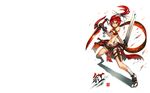  bikini_top gia long_hair navel original ponytail red_eyes red_hair sword weapon white 