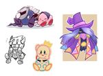  1girl 3boys blue_eyes blush cape character_request drawcia eyes_closed gem_(antiskullheart08) gias-ex-machella hat kirby kirby_(series) mask meta_knight multiple_boys nintendo taranza witch witch_hat yellow_eyes 