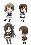  arms_behind_back black_hair blue_eyes brown_hair crossed_arms fubuki_(kantai_collection) grey_hair grin hair_ornament kantai_collection koruri long_hair maya_(kantai_collection) multiple_girls nagato_(kantai_collection) navel neckerchief open_mouth ponytail red_eyes sendai_(kantai_collection) short_hair smile two_side_up 