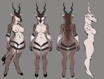  antelope breasts cloven_hooves female hi_res horn khana_liis makkon06 mammal markings nipples nude piercing simple_background tattoo turnaround 