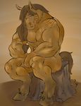  aether718 armband biceps big_muscles bracelet brown_hair convenient_censorship equine fur hair hooves horse jewelry looking_at_viewer male mammal muscles native_american necklace nude ozzan pecs sitting solo tattoo toned tribal 