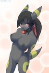  anthro black_fur black_hair black_nose blush breasts collar eeveelution female fur hair nintendo nipples nude pok&#233;ball pok&#233;mon pok&#233;morph pok&eacute;ball pok&eacute;mon pussy red_eyes redwolfxlll solo umbreon video_games 