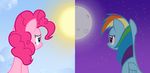  blue_eyes blue_fur duo earth_pony equine female feral friendship_is_magic fur hair horse mammal moon multi-colored_hair my_little_pony pegasus pink_fur pink_hair pinkie_pie_(mlp) pony purple_eyes rainbow_dash_(mlp) rainbow_hair stars sun wings zacatron94 