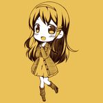  :d alternate_costume blush casual chibi commentary_request contemporary dress hair_ornament hairclip hands_together haruna_(kantai_collection) kantai_collection kouji_(campus_life) long_hair looking_at_viewer lowres monochrome open_mouth simple_background smile solo yellow 