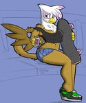  alcohol anthro anthrofied avian beer beverage can clothing equine female friendship_is_magic gilda_(mlp) gryphon mammal my_little_pony navel piercing shorts sitting skateboard solo theburningdonut yellow_eyes 