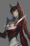  ahri animal_ears artist_request black_hair fox_ears grey_eyes league_of_legends long_hair solo 