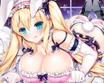  :p animal_ears ass bad_id bad_pixiv_id blonde_hair blue_eyes blush breasts bunny_ears bunny_tail bursting_breasts cleavage cleavage_cutout cosmos_(the_crying_moon) eyes gloves large_breasts long_hair original panties solo tail tongue tongue_out twintails underwear very_long_hair 