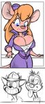  &lt;3 anthro big_breasts breasts chip chip_&#039;n_dale_rescue_rangers chip_'n_dale_rescue_rangers chipmunk cleavage clothed clothing coveralls dale disney drooling female gadget_hackwrench huge_breasts joelasko male mammal mouse rodent saliva tight_clothing 