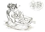  &lt;3 applejack_(mlp) bath black_and_white bylisboa dragon equine fangs female feral friendship_is_magic group horn horse looking_at_viewer male mammal monochrome my_little_pony pony rarity_(mlp) spike_(mlp) twilight_sparkle_(mlp) unicorn water 
