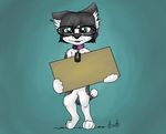  begging canine censored chelsea_chamberlain chibi collar cub dog eyewear female fuzzywuff glasses karelian_bear mammal nude preteen simple_background solo usb usb_necklace young 