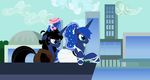  black_hair blue_eyes blue_fur blue_hair crossgender dress equine evilfrenzy female feral friendship_is_magic fur group hair hat horn horse mammal my_little_pony open_mouth original_character pony ponytail princess_luna_(mlp) smile teal_eyes unicorn winged_unicorn wings 