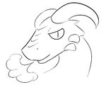  ambiguous_gender black_and_white breath dragon female feral horn line_art looking_at_viewer monochrome plain_background slit_pupils smoke solo uncolored unknown_artist white_background 