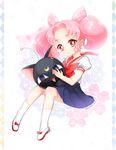  artist_name bangs big_hair bishoujo_senshi_sailor_moon blue_skirt bright_pupils chibi_usa child doily double_bun earrings flower full_body holding jewelry kneehighs luna-p moran parted_bangs pink_hair pleated_skirt puffy_short_sleeves puffy_sleeves red_eyes red_sailor_collar sailor_collar school_uniform serafuku short_sleeves signature skirt solo stud_earrings twintails white_legwear 