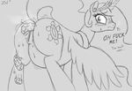  anus blush butt cutie_mark dialog english_text equine eyelashes feces female feral friendship_is_magic hair horn long_hair mammal my_little_pony princess_celestia_(mlp) pussy scat solo text winged_unicorn wings zed001 