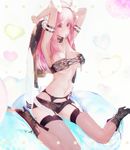  animal_ears bandeau breasts bunny_ears cleavage fishnet_legwear fishnets garter_straps headphones high_heels jacket jacket_removed large_breasts long_hair looking_at_viewer mouth_hold navel nitroplus panties panties_over_garter_belt pink_eyes pink_hair smile solo super_sonico thighhighs underwear yaku_(ziroken) 